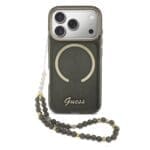 Guess IML Glitter Script Strap MagSafe Black Kryt iPhone 17 Pro