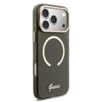 Guess IML Glitter Script Strap MagSafe Black Kryt iPhone 17 Pro Max