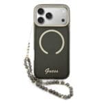 Guess IML Glitter Script Strap MagSafe Black Kryt iPhone 17 Pro Max