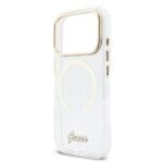 Guess IML Glitter Script Strap MagSafe Transparent Kryt iPhone 17 Pro Max