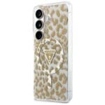 Guess IML Leopard Print Triangle MagSafe Brown Kryt Samsung Galaxy S26