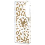 Guess IML Leopard Print Triangle MagSafe Brown Kryt Samsung Galaxy S26