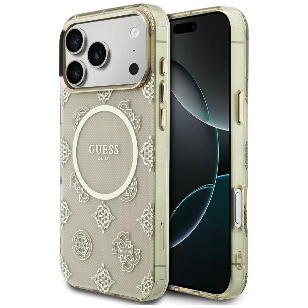 Guess IML Peony Dot MagSafe Beige Kryt iPhone 17 Pro Max