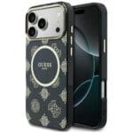 Guess IML Peony Dot MagSafe Black Kryt iPhone 17 Pro Max