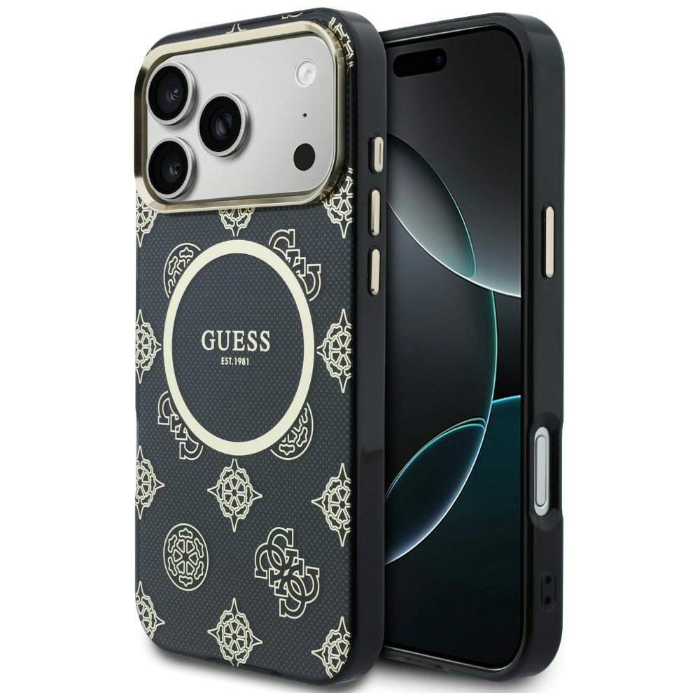 Guess IML Peony Dot MagSafe Black Kryt iPhone 17 Pro Max