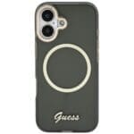 Guess IML Script Metal MagSafe Black Kryt iPhone 17