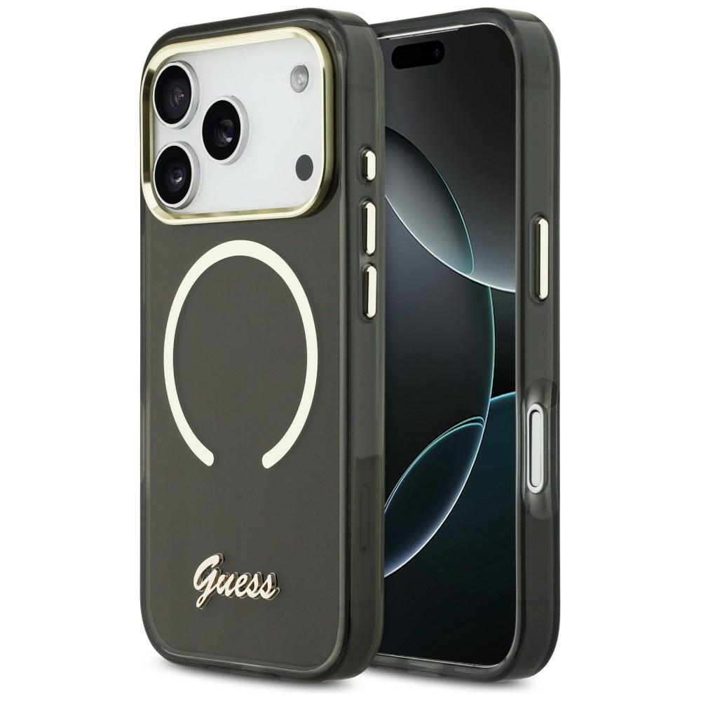 Guess IML Script Metal MagSafe Black Kryt iPhone 17 Pro Max