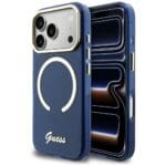 Guess IML Script Metal MagSafe Blue Kryt iPhone 17 Pro