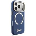 Guess IML Script Metal MagSafe Blue Kryt iPhone 17 Pro