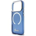 Guess IML Script Metal MagSafe Blue Kryt iPhone 17 Pro