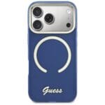 Guess IML Script Metal MagSafe Blue Kryt iPhone 17 Pro Max