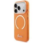 Guess IML Script Metal MagSafe Orange Kryt iPhone 17 Pro Max