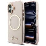 Guess IML Script Metal MagSafe Pink Kryt iPhone 17
