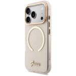 Guess IML Script Metal MagSafe Pink Kryt iPhone 17 Pro Max