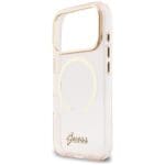 Guess IML Script Metal MagSafe Pink Kryt iPhone 17 Pro Max