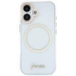 Guess IML Script Metal MagSafe Transparent Kryt iPhone 17