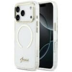Guess IML Script Metal MagSafe Transparent Kryt iPhone 17 Pro Max