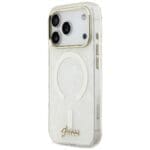 Guess IML Shell Script Metal MagSafe White Kryt iPhone 17 Pro Max