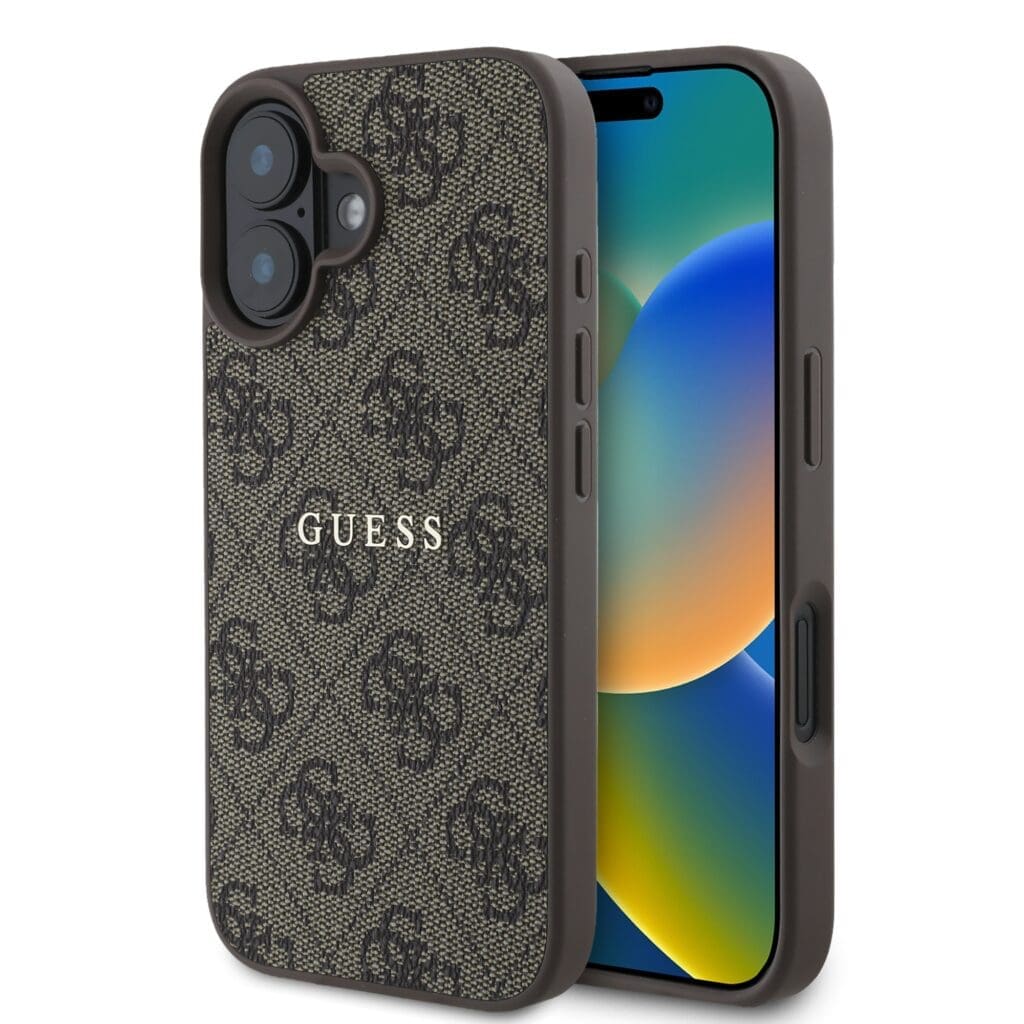 Guess PU 4G Classic Logo MagSafe Brown Kryt iPhone 16 Plus