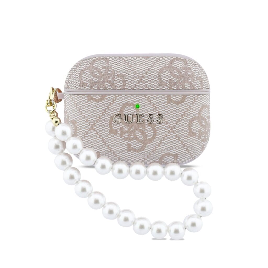 Guess PU 4G Classic Logo Pearl Strap Pink Kryt AirPods Pro