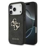 Guess PU 4G Metal Logo Grey Kryt iPhone 17 Pro