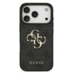 Guess PU 4G Metal Logo Grey Kryt iPhone 17 Pro