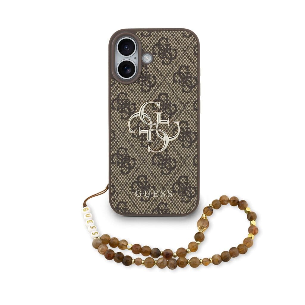 Guess PU 4G Metal Logo Strap Brown Kryt iPhone 17