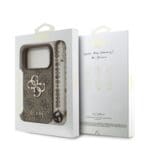Guess PU 4G Metal Logo Strap Brown Kryt iPhone 17 Pro