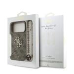 Guess PU 4G Metal Logo Strap Brown Kryt iPhone 17 Pro Max