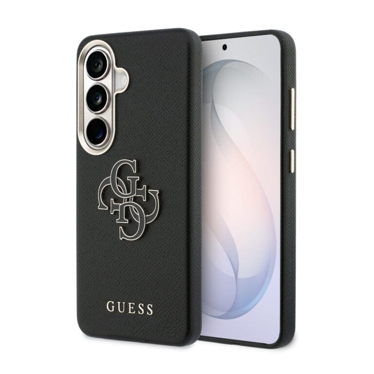 Guess PU 4G Resin Metal Logo Black Kryt Samsung Galaxy S26
