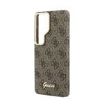 Guess PU 4G Script Metal Logo Magnetic Brown Kryt Samsung Galaxy S26 Ultra