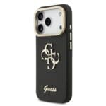 Guess PU Grained 4G Logo Stand Camera Frame Black Kryt iPhone 17 Pro