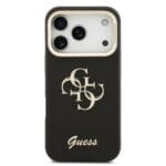 Guess PU Grained 4G Logo Stand Camera Frame Black Kryt iPhone 17 Pro