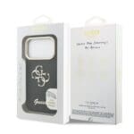 Guess PU Grained 4G Logo Stand Camera Frame Black Kryt iPhone 17 Pro