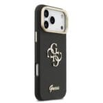 Guess PU Grained 4G Logo Stand Camera Frame Black Kryt iPhone 17 Pro Max
