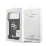 Guess PU Grained 4G Logo Stand Camera Frame Black Kryt iPhone 17 Pro Max