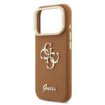 Guess PU Grained 4G Logo Stand Camera Frame Brown Kryt iPhone 17 Pro
