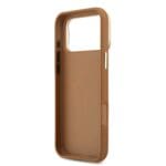 Guess PU Grained 4G Logo Stand Camera Frame Brown Kryt iPhone 17 Pro Max