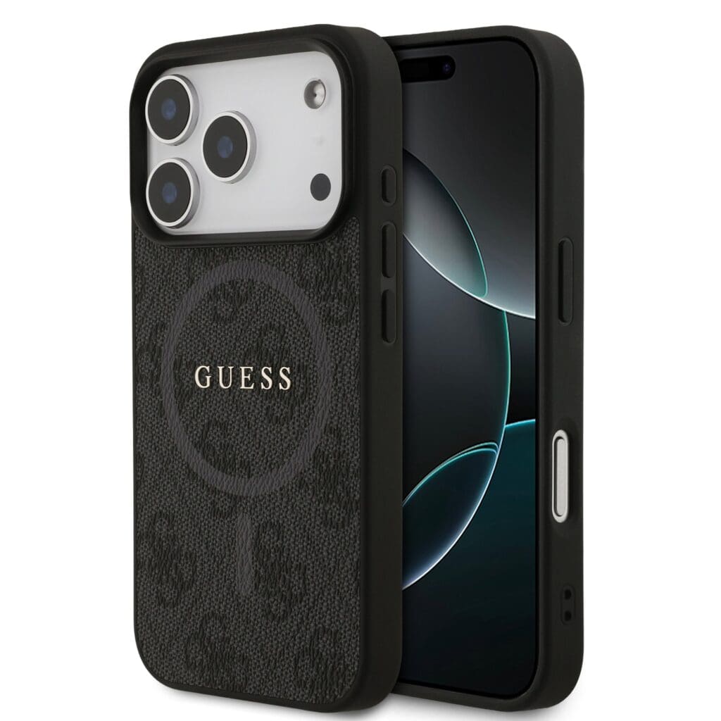 Guess PU Leather 4G Colored Ring MagSafe Black Kryt iPhone 17 Pro