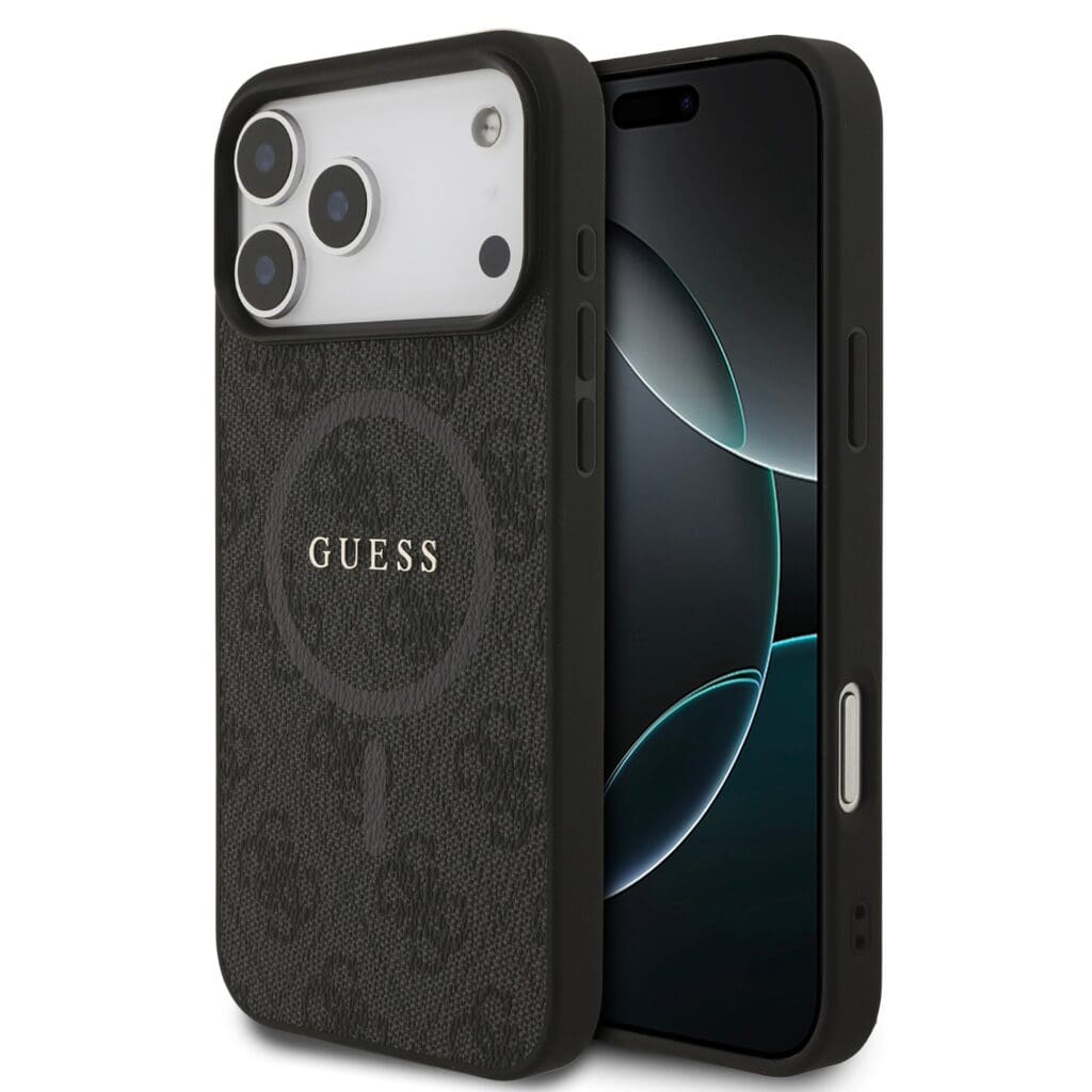 Guess PU Leather 4G Colored Ring MagSafe Black Kryt iPhone 17 Pro Max