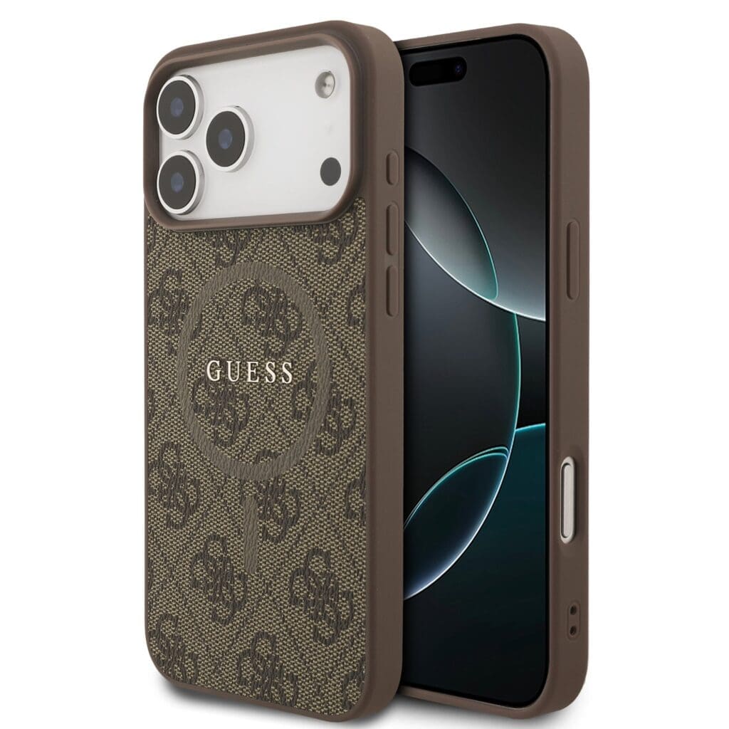 Guess PU Leather 4G Colored Ring MagSafe Brown Kryt iPhone 17 Pro Max