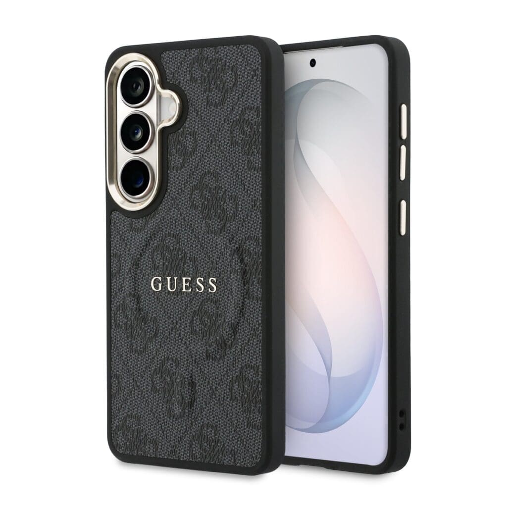 Guess PU Leather 4G Gold Frame Magnetic Black Kryt Samsung Galaxy S26