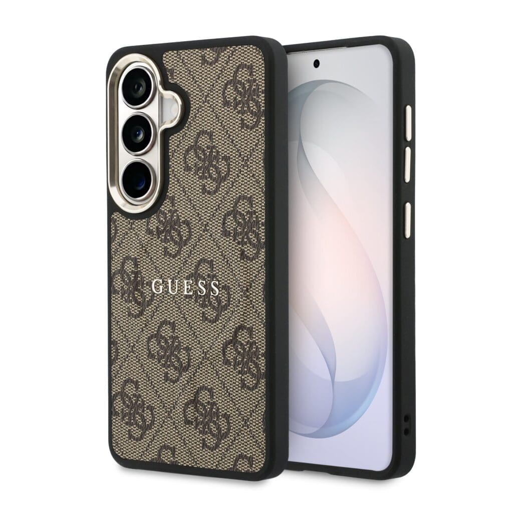 Guess PU Leather 4G Gold Frame Magnetic Brown Kryt Samsung Galaxy S26 Plus