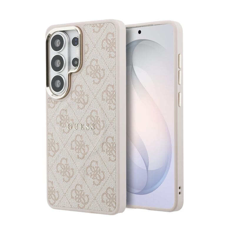 Guess PU Leather 4G Gold Frame Magnetic Pink Kryt Samsung Galaxy S26 Ultra