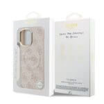 Guess PU Leather 4G Gold Frame MagSafe Pink Kryt iPhone 17