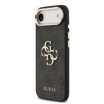 Guess PU Leather 4G Metal Logo Gold Frame Black Kryt iPhone 17 Air