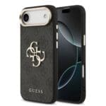 Guess PU Leather 4G Metal Logo Gold Frame Black Kryt iPhone 17 Air