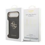 Guess PU Leather 4G Metal Logo Gold Frame Black Kryt iPhone 17 Air