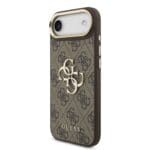 Guess PU Leather 4G Metal Logo Gold Frame Brown Kryt iPhone 17 Air