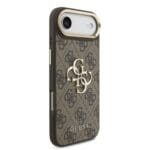 Guess PU Leather 4G Metal Logo Gold Frame Brown Kryt iPhone 17 Air